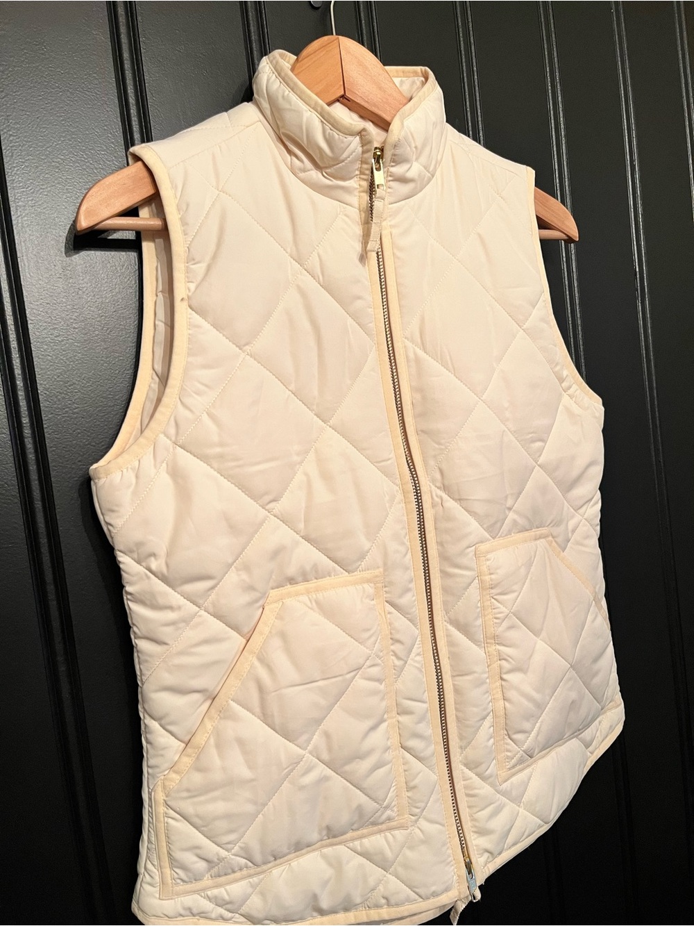 J. Crew cream quilted vest